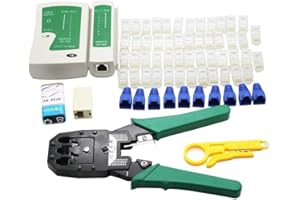 Network Tool Kit, ALEENFOON Professional Ethernet Network LAN Kit RJ11 RJ45 Cat5e Cat6 Cat7 Wire Cable Tester Crimping Tool Crimper, 50pcs RJ45 Coupler Joiners, Internet Coupler (65pcs Tools Set )