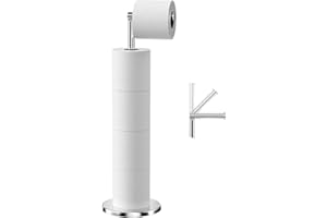 Fousenuk Porte Papier Toilette sur Pied, Distributeur de Papier Toilette en Acier Inoxydable, Support Porte-Papier Hygiénique Dérouleur avec Base Lourde, Anti-Rouille Porte-Rouleau Toilette (Argenté)