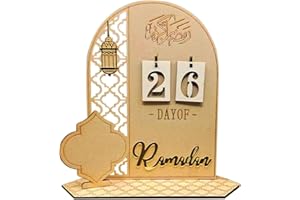 FGJCJ Ramadan Kalender, Eid Mubarak Kalender 2024, DIY Ramadan Eid Mubarak dekoration Kinder, Eid Mubarak Adventskalender 30 Tage Countdown Ramadan Deko aus Holz für Muslimische Ramadan Party Zuhause