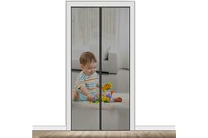 AMCER Zanzariera Magnetica Porta Finestra 140x270cm Nero Anti Zanzare Calamite Tenda, Adsorbimento Magnetico Pieghevole, Si Chiude da Sola, for Corridoi/Porte/Patio