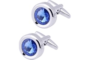 Jonwo Round Diamond Cutting Crystal Men Cufflinks With Gift Case French Cuff Shirt Unisex Cuff Link Buttons for Business Wedding Tuxedo
