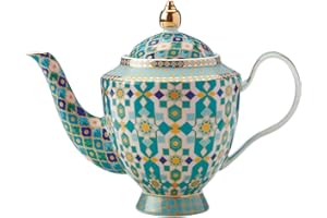 Maxwell & Williams Teas & C’s Kasbah Teiera in Porcellana con Infusore per Tè in Foglie, Confezione Regalo, Color Verde Menta, 3 Tazze (500 ml)