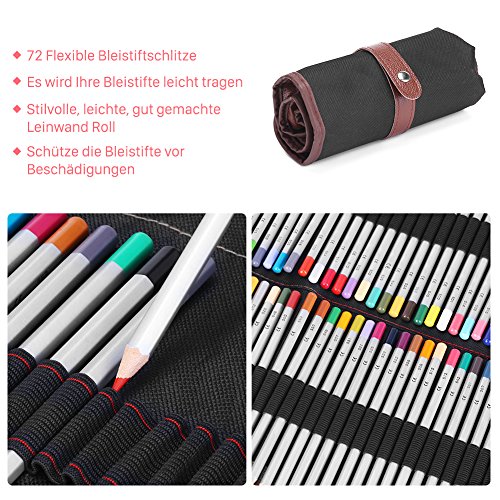GHB 72 Farben Buntstifte Farbstifte Ölige Filzstifte Set mit Federtasche für Kinder Erwachsene ideal zum Malerei Zeichnen und Malen - 6