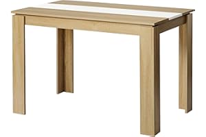 FURNITABLE Tavolo da pranzo, tavolo in legno, per cucina, design minimalista, tavolo da pranzo per 4, 110 x 70 x 75 cm, rovere e bianco
