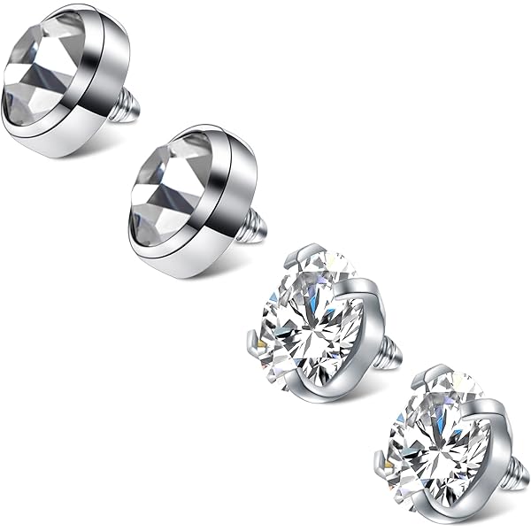 ZS 16G Rvs Dermal Piercing Sieraden Diamant Dermal Anker Tops CZ Huid Microdermal Piercing Sieraden Voor Mannen Vrouwen, Zirkonia Diamant, Zirkonia