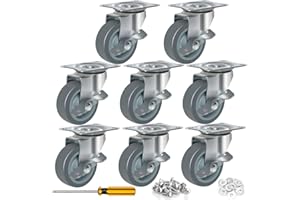 RRIUTO Lot de 8 Roulettes Pivotantes Robustes en Polypropylène - Roulettes pour Meubles avec Frein Charge maximale 50 kg par roue de 50 mm