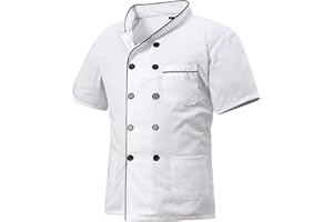 MeiLayM Veste de Chef pour Hommes Vêtement De Chef Professionnel Léger Vêtement de Cuisine à Manches Courtes Convient aux Chefs cuisiniers aux boulangers aux barmen