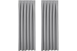 BellaHills Pencil Pleat Curtains Bonus Tie Backs Window Treatment Super Soft Thermal Insulated Blackout Curtains for Bedroom 66 x 90 Inch Dove Grey