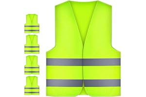 JRing 5Pack Hi Vis Waistcoat, Unisex Hi Vis Vest for Safety and Emergencies -Standard Size /Yellow