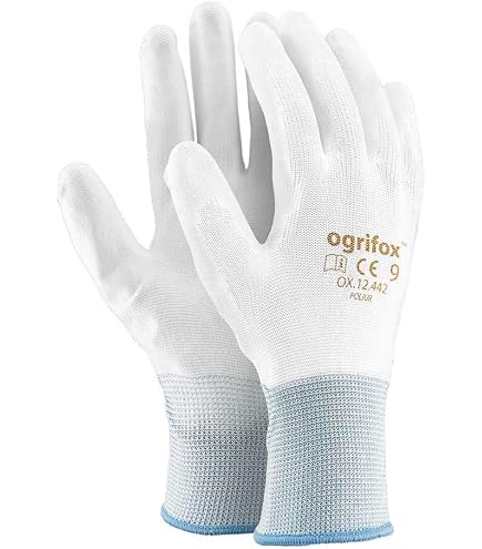 Ogrifox OX-Uniwamp_N OX.11.121 - Guanti protettivi, 9 misure, 480 paia di guanti protettivi, colore: Bianco/Arancione
