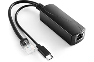 REVODATA 2.5G PoE Splitter Type C 5V/3A, 48V PoE vers USB-C 5V/3A Sortie 15W, Ethernet 2.5Gbps Conforme IEEE802.3af/at, Plug and Play pour Maison Intelligente