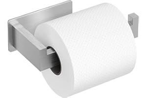 ‎AUXMIR Auxmir Toilettenpapierhalter ohne Bohren, Klopapierhalter Selbstklebend, Edelstahl Klorollenhalter mit Kleber, WC Rollenhalter Papier Halterung für Küche Badzimmer Toilette, Modern, Silber