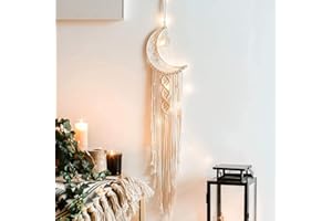 ‎LOMOHOO LOMOHOO Makramee Traumfänger Wandbehang Gewebte Feder Wandbehang Handgemachter Traumfänger Boho Quasten Dekoration Wohnkultur Ornament Bastelgeschenk für Schlafzimmer Wohnzimmer (Halbkreis-mond.)