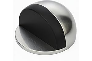 AFFIXERS 3M Self Adhesive Door Stop, 2-in-1 Installation with Tape or Screws, Floor and Wall Mounted Door Stopper with Noise Dampening Rubber, Door Stoppers (Silver, Pack of 1 (Half Moon))
