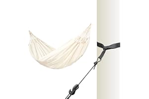 ‎LA SIESTA LA SIESTA - Brisa Vanilla - Klassische Doppel-Hängematte Outdoor mit TreeMount Black - Baum- & Pfosten-Befestigung für Hängematten