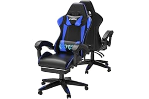bigzzia Chaise Gaming avec Fonction Massage, Ergonomique Chaise de Gaming Ergonomique avec Coussin Lombaire Massant, Fauteuil Gaming réglable et pivotant capacité de Charge 150 kg