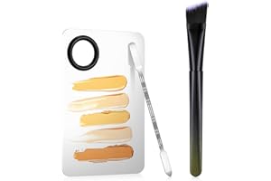 Ouligay 3 Pcs Make Up Spatula Tool contain Makeup Palette Tray, Foundation Spatula, Makeup Mixing Palette, Set for Women Girl Korean Make up Cosmetic Tool