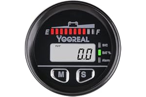 Yooreal Indicador de batería 12V 24V 36V 48V con medidor de horas para el remolque de viaje del coche del club Máquina de fregadora de carretilla elevadora Ebike RV Coche eléctrico