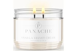 ZAN VILLAGE HOMEWARE Panache Double Wicked Scented Candles | Vanilla Velvet Cream | 350 gram Jar Candle | Natural Soy Wax | 48 Hours Burn | Great Gift Set for Women