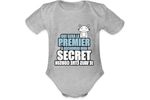 Spreadshirt Qui Sera Le Premier À Découvrir Mon Secret Je Vais Être Cousin Citation Humoristique Body Bébé Bio Manches Courtes