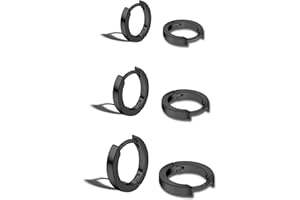 ALEXCRAFT Orecchini Uomo Donna Cerchio 925 14K Oro Placcato Nero 10/12/14mm