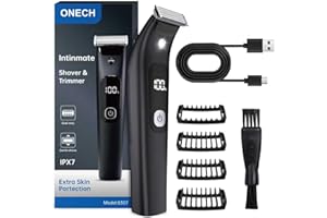 ONECH Intimrasierer Mann,Rasierer Herren Elektrisch Bartschneider Kabellos, USB Wiederaufladbar & Wasserdicht & LED Face & Body Trimmer mit 4x Trimmaufsätze, Ultrascharfer Klingen für die Haut