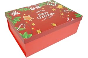 STRBOXONG Boîte cadeau de Noël rouge avec couvercles, 270 x 210 x 105 mm - Grande boîte cadeau vide pour cadeaux, fournitures de fête de Noël (lot de 1)