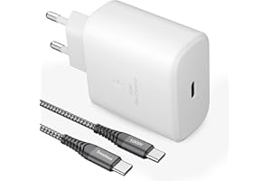 CABLEDECONN USB-C Super Fast Charger 45 W europejski standard Plug Power Supply Adapter ładowarka z One USB-C na USB C męski do męski 100 W 5 A Fast Charge 2 m Cable (biały)