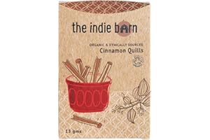 THE INDIE BARN LTD The Indie Barn Organic and Ethically Sourced True Ceylon Cinnamon Sticks or Quills 15g | Non-GMO, NO Additives