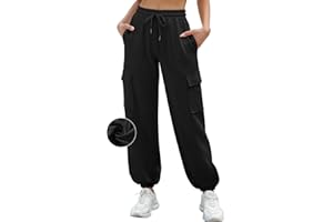 CMTOP Pantaloni Sportivi Donna Vita Alta Pantaloni Tuta a Gamba Larga Comodi Pantaloni della Tuta da Donna Lunghi Larghi Elastico Caviglia Pantaloni Cargo con Tasconi e Coulisse