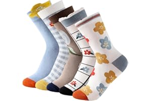 BALSETI Calcetines de Media Caña Estampados para Mujer y Niña. Pack de 6 Pares de Calcetines Divertidos y de Colores para Uso Diario. Talla Única 35-41. 85% Algodón.