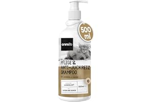 animigo Hundeshampoo - 500ml Pflege & Anti-Juckreiz Shampoo - Ausgewogener pH-Wert - Gegen Juckreiz, Milben, Flöhe - Katzenshampoo - Alle Katzen & Hunde Rassen - Hautfreundlich & Natürliche Zutaten