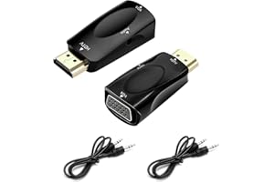 HENGBIRD HDMI auf VGA Adapter 2 Stück mit Audio Kabel für PC, Laptop, Monitor, Projektor Full HD 1080P HDMI auf VGA Adapter mit 3.5mm Klinke Tragbar für Büro, Schule und Zuhause