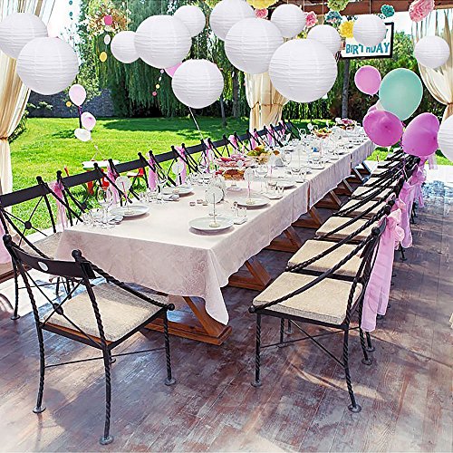 lantu Creative Lampenschirm rund weiß Papier Classic Bamboo Style Gerippter Lampenschirm, 20cm / 8″ - 6