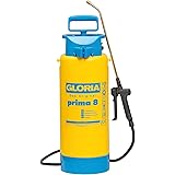 GLORIA Drucksprüher Prima 8, Unkrautspritze, 8L, verstellbare Messingdüse, Restmengenentleerung
