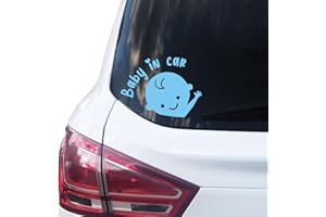 P007 | Baby in Car Aufkleber 14cm x 10cm Auto Sticker Babyaufkleber Autoaufkleber Vinyl Baby on board (V1 Junge, Hellblau)