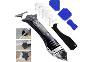 FENGZIZH Caulking Tool, 3-in-1 Silicone Sealant Remover Tool with 5 Silicone Pads – Stainless Steel Scraper, Sealant Finisher & Remover for Bathroom, Kitchen, Floors (10Pcs)