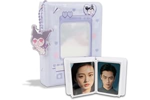 AINVLIYA Album photo pour scrapbooking - 40 pages - 40 cartes à collectionner - Album K-p-op - Porte-cartes portable - Album photo - Reliure - Petit pour papier photo de 7,6 cm - Avec porte-clés