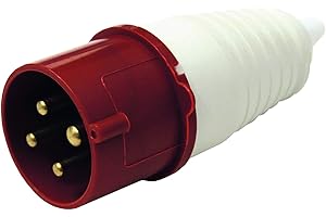 Electraline 80807 Spina Elettrica Industriale, IEC, 16A, 3P+T, 380V, Rosso