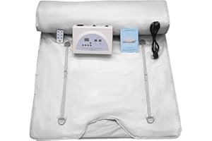 SEAAN Couverture de Sauna Infrarouge Professionnel, 2 Zones Far Infrared Sauna Blanket (FIR) 220V Portatif Sauna Chauffage pour Transpiration Chaude, Relaxation, Détox, Beauté