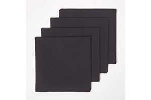 HOMESCAPES Premium Black Cloth Napkins, Set of 4, Handcrafted, Plain 100% Cotton Fabric Napkins, Washable & Reusable, Dinner Table Napkins for Parties, Events & Weddings - Black, 45 x 45cm