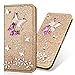 Produktbild Kartenfach Magnetverschluss für Samsung A50, Leder Diamant Loves Funkeln Bling Glitzer BookStyle Slim Ledertasche Schutzhülle Flip Folio Wallet Stand Card Slots Pocket Etui Hülle