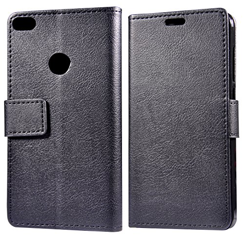 HUAWEI P8 Lite (2017) Brieftasche Hülle, Aomo HUAWEI P8 Lite (2017) Hülle [Brieftasche Hülle] [Kickstand Feature] [Kartenhalter] PU Leder Schutzhülle für HUAWEI P8 Lite 2017 (5,2 Zoll) -Schwarz