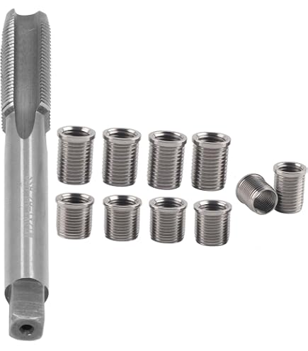 V-Coil Kit Riparazione Filetti Interni BSP Da 1/4 A 1/2 – 5 Misure, Con Inserti In Acciaio Inox Aerospaziale, Maschi E Punte HSS, Per Officina - 3