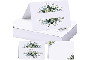GEBETTER 50 Stück Tischkarten Hochzeit Geburtstag 85x55 mm Blätter Tischdekoration Namenskarten zum selbst Beschriften Namensschild Platzkarten für Kommunion Taufe Silvester Neujahr Feier (Weiß B)