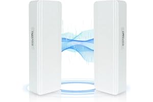 DAVUAZ Pont sans Fil, 2.4GHz 300mbps 2x14dbi Haute Vitesse | 1km Distance de Travail à Distance | Point à Point PTMP Outdoor WiFi Bridge pour l'extension de réseau sans Fil (Pack de 2)