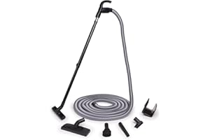 VACUPLANET Set Tubo Flessibile e Kit Accessori per Aspirapolvere Centralizzato - lunghezza 9 Metri - Con Interruttore ON-OFF sull'Impugnatura