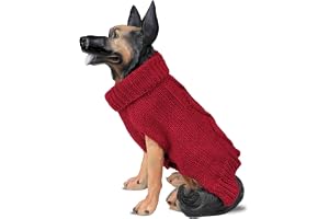 Lulala Dog Sweaters for Medium Dogs, Warm Dog Christmas Sweater, Winter Medium Dog Sweater Female Male, Classic Turtleneck Dog Knitwear for French Bulldog, Boston Terrier (Red, 12 Inch)