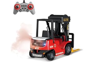 Ezweiji Carrello Elevatore Telecomandato, 9 canali muletto giocattolo a induzione 1:24 carrello elevatore telecomandato giocattolo con luci, effetti sonori e spray (Carrello Elevatore Telecomandato)