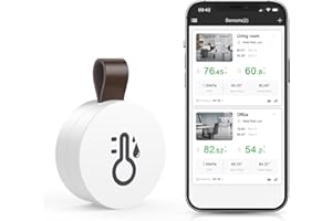Brifit Wireless Thermometer Hygrometer, Bluetooth 5.0 Room Temperature Humidity Sensor with APP Alert, Temp Humidity Monitor with Trend Recording and Data Export, for House, Garage, Greenhouse, Cellar